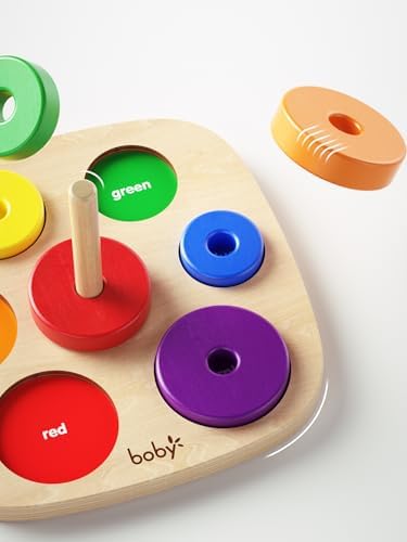 Dailyfunn Montessori Toys Wooden Rainbow Ring Stacker Color Size Learning Sorting Stacking Toy for Toddlers 1-3 Years Old - Image 4