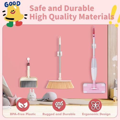 Kids Spray Mop,Toddler Mop Cleaning Set, Real Working Mini Mop & Kids Broom Dustpan Set, Housekeeping Pretend Play Toy, Montessori Kid Cleaning Toy Set Includes Organizer Clip -Pink - Image 5