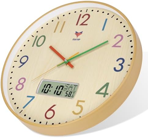 Foxtop Digital and Analog Learning Clock for Kids - Telling Time Teaching Clock 14 Inch Silent Non-Ticking Battery Operated Kids Wall Clock for Kids Room Playroom Nursery Classroom School - Image 5