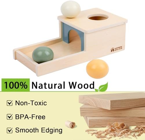 Adena Montessori Object Permanence Box, 3 Wooden Balls, Morandi Colors - Image 5