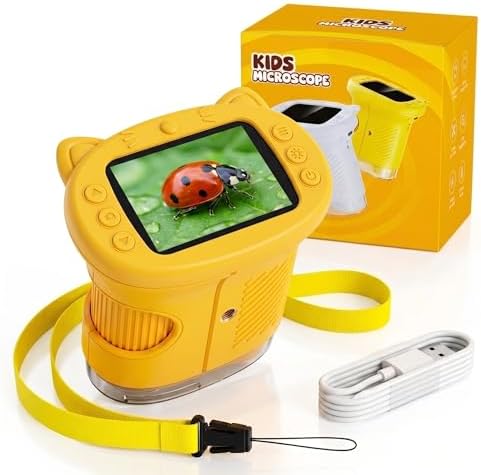Kids Microscope, 4K 1000X Zoom, 2.4" Screen, STEM Toy for Ages 4-8 by OaeblleScienceExplorers