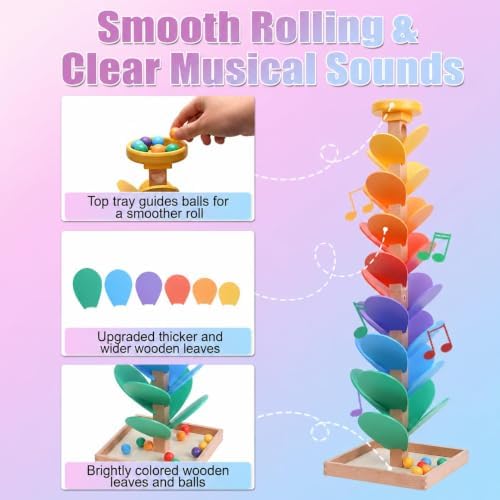 Wooden Marble Run Music Tree, Marble Run Montessori Toy for Kids Ages 3+ - Image 3
