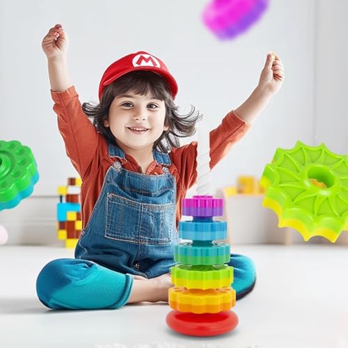 BYFWH Baby Spin Stack Toy, Premium Stacking Toys for Kids, Spinning Stacking Toy for Babies and Toddlers, Educational Toddler Learning Toy,Autism Spin Stack Toys,Rainbow Spinning Wheel Toys - Image 5
