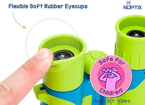 Binoculars for Kids, Girls or Boys Real Kids Binoculars in Vibrant Green Blue - Includes Sticker Book with 40 Bird Species - Small Toys for Toddlers - Image 2