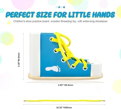 Learn to Tie Shoes for Kids, Wooden Lacing Sneaker Toy,Montessori Educational Toy for Toddlers Ages 4-8 - Image 6