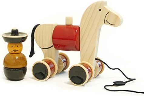 Maya Organic Handmade Wooden Stacker & Pull Toy Rodeo with Galloping Motion, Made Using Natural Colors for Toddlers 18 Months Old and up, Helps in Early Education and Development | HEE HAW - Image 4