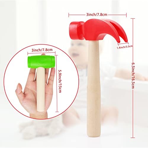 2pcs Toy Hammer Simulation Wooden Hammers Small Plastic Toddler Hammer Portable Kids Maintenance Tools Toys Pretend Fake Mallet Hammers for Boys Girls - Image 2
