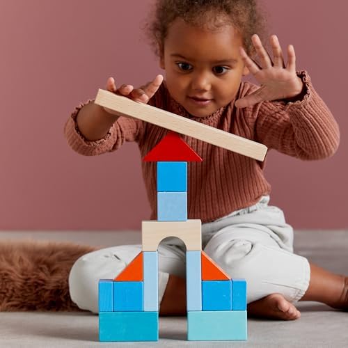 HABA Colored Wooden Building Blocks - 46 Piece Set of Wooden Toys, Stacking Toys for Toddlers 1-3 for Open Ended STEM Play, Made in Germany - Image 6