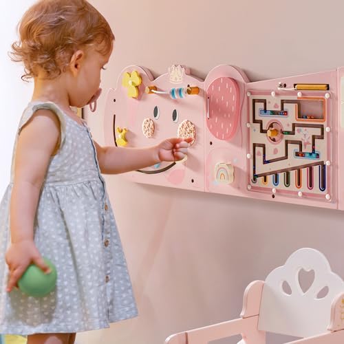 ROBUD Elephant Montessori Busy Board, Activity Wall Busy Board, Pink - Image 2