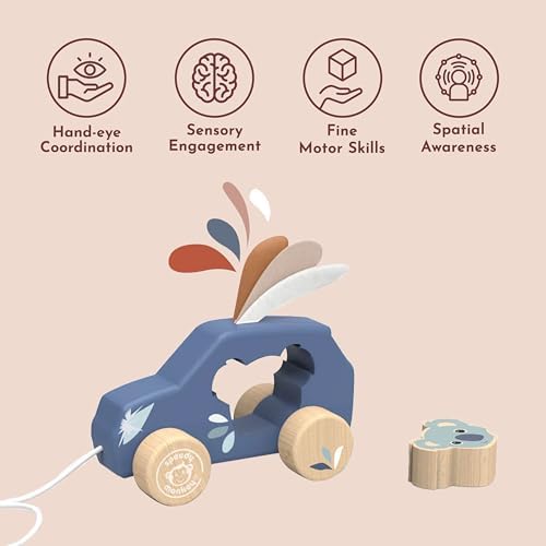 SPEEDY MONKEY Wooden Pull-Along Car | Rolling Toddler Pull Toy Kids Gift - Image 6