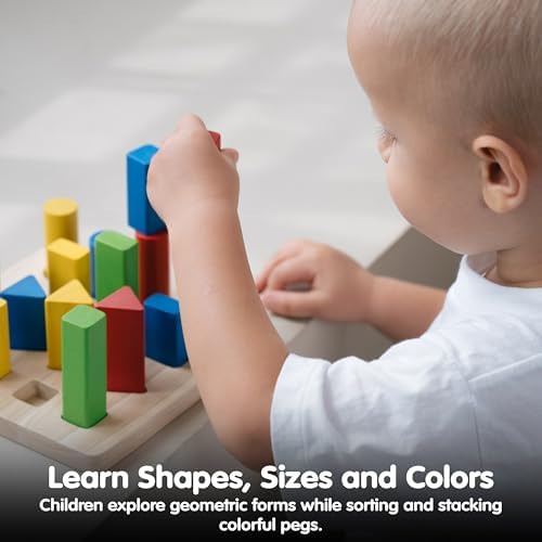 PlanToys® Geometric Peg Board Wooden Shape Sorting Toy for Kids Ages 2+ - Image 5