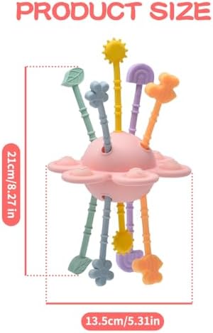 Food Grade Silicone Pull String Baby Toy, Montessori Pull String Sensory Toy (Pink) - Image 2