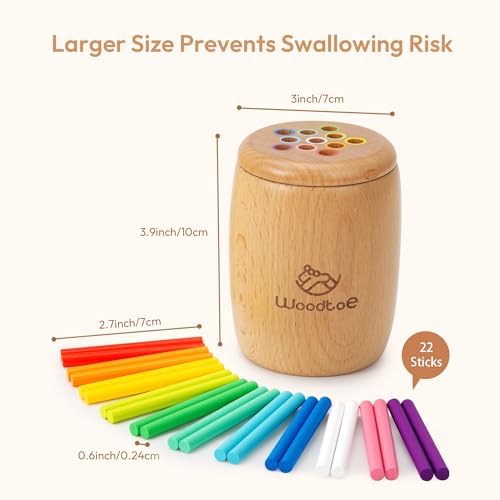 Woodtoe Montessori Color Sorting Toy, 11 Colors Montessori Sticks for 1 2 3 Year Old, Wooden Sensory Toys for Toddler, Fine Motor Skills, Educational Learning Birthday Toys Gift for Boys and Girls 1-3 - Image 5