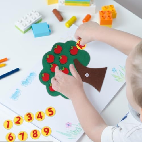 Tofficu Felt Apple Tree Math Area Toy Educational Counting Game for Toddlers Preschool Early Childhood Learning with Mini Toy Apples 10.6 Inch - Image 4