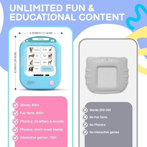 QuTZ Talking Flash Cards, Phonics Flash Cards, Learn to Read with 166 Pages, 29+ Themes, 800+ Words & Fun Facts, 700+ Interactive Games, Toddler Learning Toys for 3-6 Year Old - Image 6