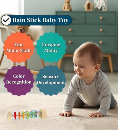Oneshow Rain Sticks for Kids, Wooden Montessori Toys for Baby 12+ Months - Image 2