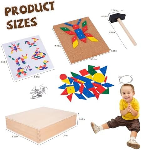 Adena Montessori Hammer & Nail Pegboard Toy, 4-6y - Image 4