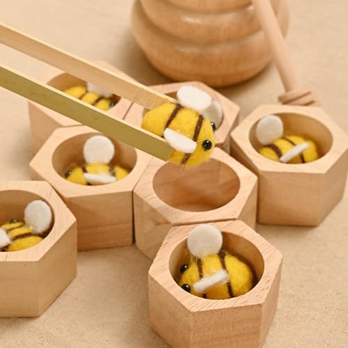 Sorting Stacking Wooden Toys for Toddlers, Wood Bee Hive - Image 3