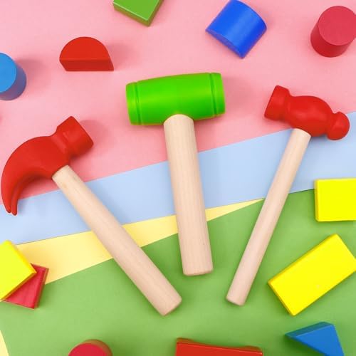 3 PCS Toy Hammers, Wooden Hammer Toys Mallets, Simulation Fake Plastic Maintenance Tools for Birthday Party Supplies - Image 4