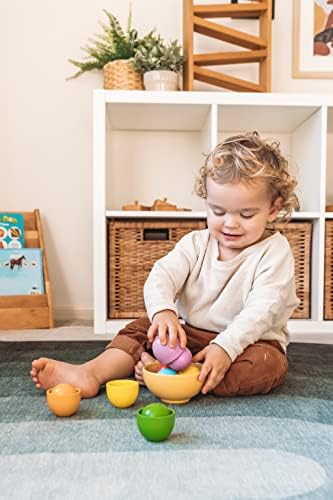 Montessori Large Rainbow Colored Sorting Ball in Cup | Preschool Color Matching Toy | Gross Motor Transfer Activity | 6 Toddler Safe Wooden Balls 46mm in Diameter - Non-Choking-Hazard - Image 3