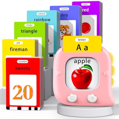Kidzdo 254 Words Talking Flash Cards for 3 4 5 6 Years Old, Pocket Speech Learning Toys, Birthday Gift for Girls, Pink by Kidzdo