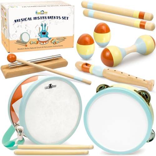Toddler Musical Instruments Music Toys for Toddlers 1-3 with Wooden Drum by MiniArtisKidsToys