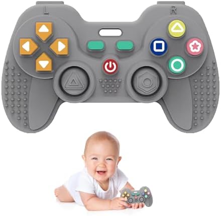 Hooku Silicone Teething Toys for Babies 0-6 Months, Teethers for Babies 6-12 Months, Remote Teether for Baby, Sensory Toys for Babies, Baby Chew Toys by Hooku