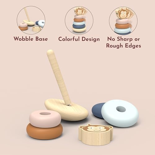 SPEEDY MONKEY Wooden Roly Poly Stacker | Wobble Base Ring Toy Kids Gift - Image 5