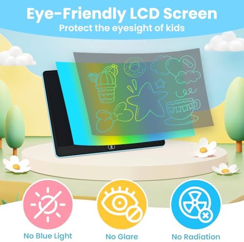LCD Writing Tablet for Kids, 16 Inch Doodle Board Drawing Pad, Blue - Image 6