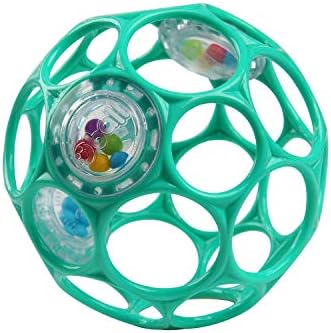 Bright Starts Oball Easy-Grasp Rattle BPA-Free Infant Toy in Teal, Age Newborn and up, 4 Inches by BrightStarts
