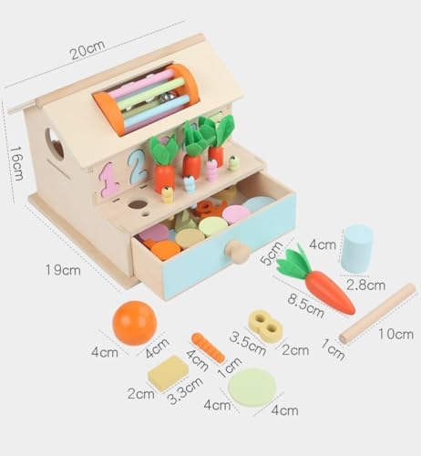 5-in-1 Montessori Activity Cube, Pull Carrot, Coin Drop & Shape Matching Sensory Box - Image 6