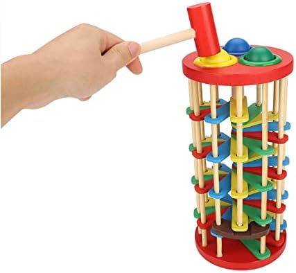 Aramox Colorful Wooden Knock Ball Ladder Toy for Kids Cognitive Development and Playful Learning Experience - Image 3