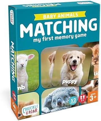Chuckle & Roar Baby Animals Memory Matching Game, CR Matching, 3+, 52 Cards by ChuckleRoar