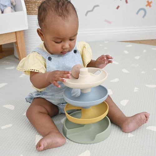 Little Rawr Silicone Ball Drop Tower Toy for Toddlers, 4-Tier Rolling Ramp Track with Wooden Balls, Soft Food-Grade Silicone Montessori Toy for Early Learning, Fine Motor Skill Development, Ages 1–3 - Image 2