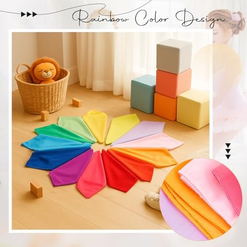 Shyyween 24 Pcs Chiffon Juggling Scarves Dance Scarves Bulk 24 x 24 Inches Colorful Square Soft Scarfs for Music Movement Education Musical Performance Magic Trick Props Accessories - Image 3