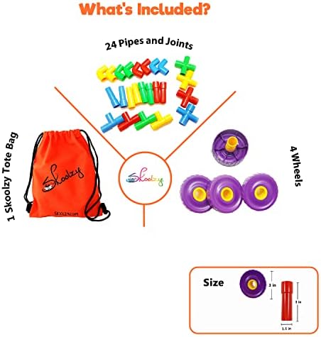 Skoolzy STEM Pipe Tube 29 Pc Building Blocks Set, ADHD & Autism, Kids - Image 3