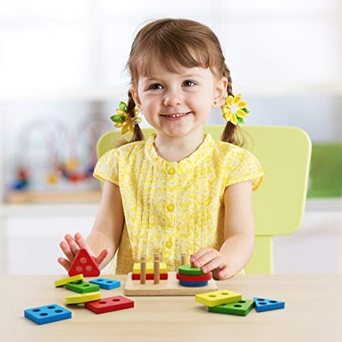 Coogam Wooden Sorting Stacking Montessori Toys, Shape Color Recognition Blocks Matching Puzzle, Fine Motor Skill Educational Preschool Learning Board Game Gift for Kids - Image 6