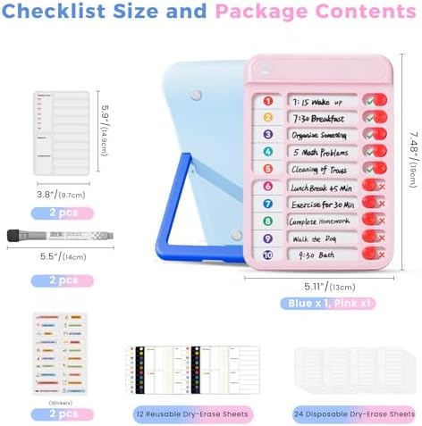 2 Pack Chore Chart for Kids Multiple Kids, Magnetic Checklist Board Slider - Image 2