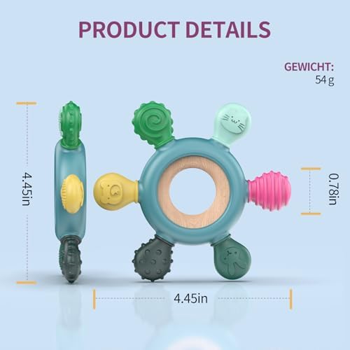 akolik Baby Teething Toys,Teething Relief Teethers Toy for Babies 0-3-6-9-12 Months Old Boys Girls BPA Free Baby Chew Toys Infant Toys Newborn Accessories (Blue B) - Image 6