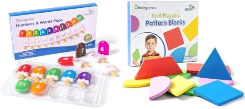 Mini Number Pops 1-10 – Magnetic Pattern Blocks 10 Shapes– Alphabet Learning Toys, Preschool Educational Toys for Classroom - Fun and Engaging Matching Game by Odoorgames