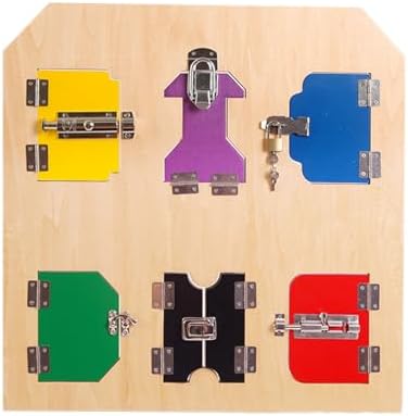 Montessori Lock and Key Toy, Wooden Latches Board Busy Board for Toddlers,Lock Plate - Image 2