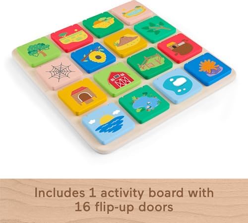 Fisher-Price Wood Preschool Toy Lift & Reveal Board, Early Learning Activity for Fine Motor Developmental Play Kids Ages 3+ Years - Image 5