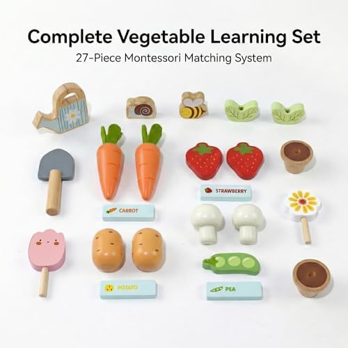 PairPear Wooden Play Food Garden Set Montessori Educational Toys for Kids - Image 3
