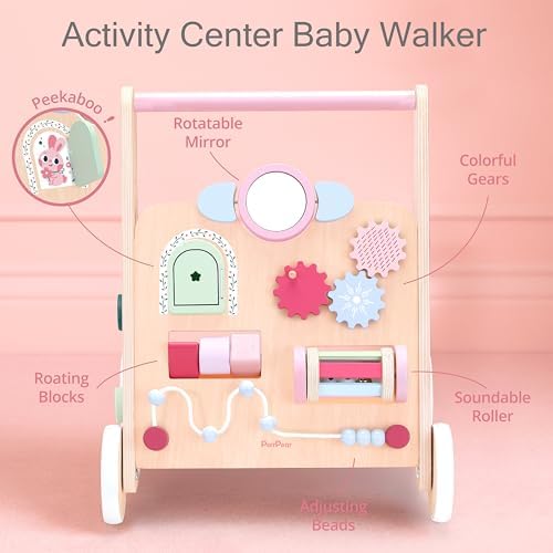 PairPear Wooden Baby Walker, Baby Push Walker Toys Activity Center - Image 3