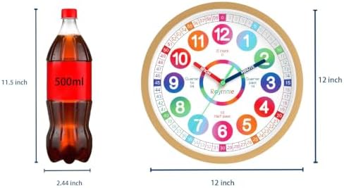 Roymnie Wall Clock 12" for Kids Learning Battery Operated Teaching Silent - Image 2