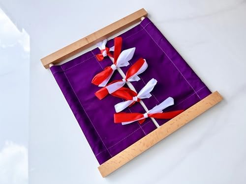 Premium Montessori Ribbon Tying Dressing Frame – Solid Beechwood Practical Life Material, Learn to Tie Bows & Knots, Fine Motor Skills & Self-Care Activity for Toddlers, Homeschool Classroom Kids 3-6 - Image 4