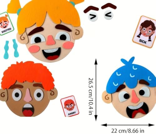 1Set Children's Felt Expression Face DIY Activity Toy, Children's Social Emotional Learning Activity Expression Board Emotional Expression, Educational Puzzle Game Early Education - Image 2