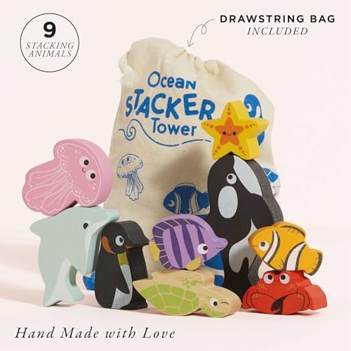 Le Toy Van Under the Sea Ocean Animals Stacking Toy and Bag - Image 2