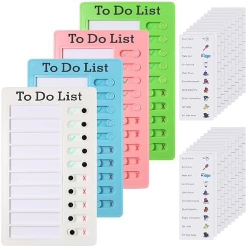 Aleric 4 Pcs Chores Chart for Kids, Daily Routine Chore Chart for Kids, Visual Schedule for Kids Chore Charts, Chore Board, RV Checklist, Sliding Planning Board to Do List ADHD Tools for Multiple Kids by Aleric