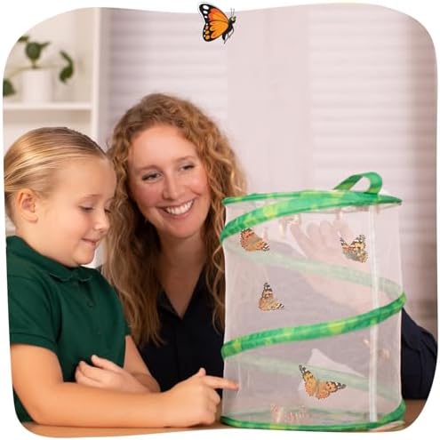 Insect Lore Butterfly Garden Kit with Live Caterpillars – Grow 10 Painted Lady Butterflies - STEM Learning Activity, Habitat with Journal, Stickers, Seeds & Figurines - As Seen on TV - Image 3